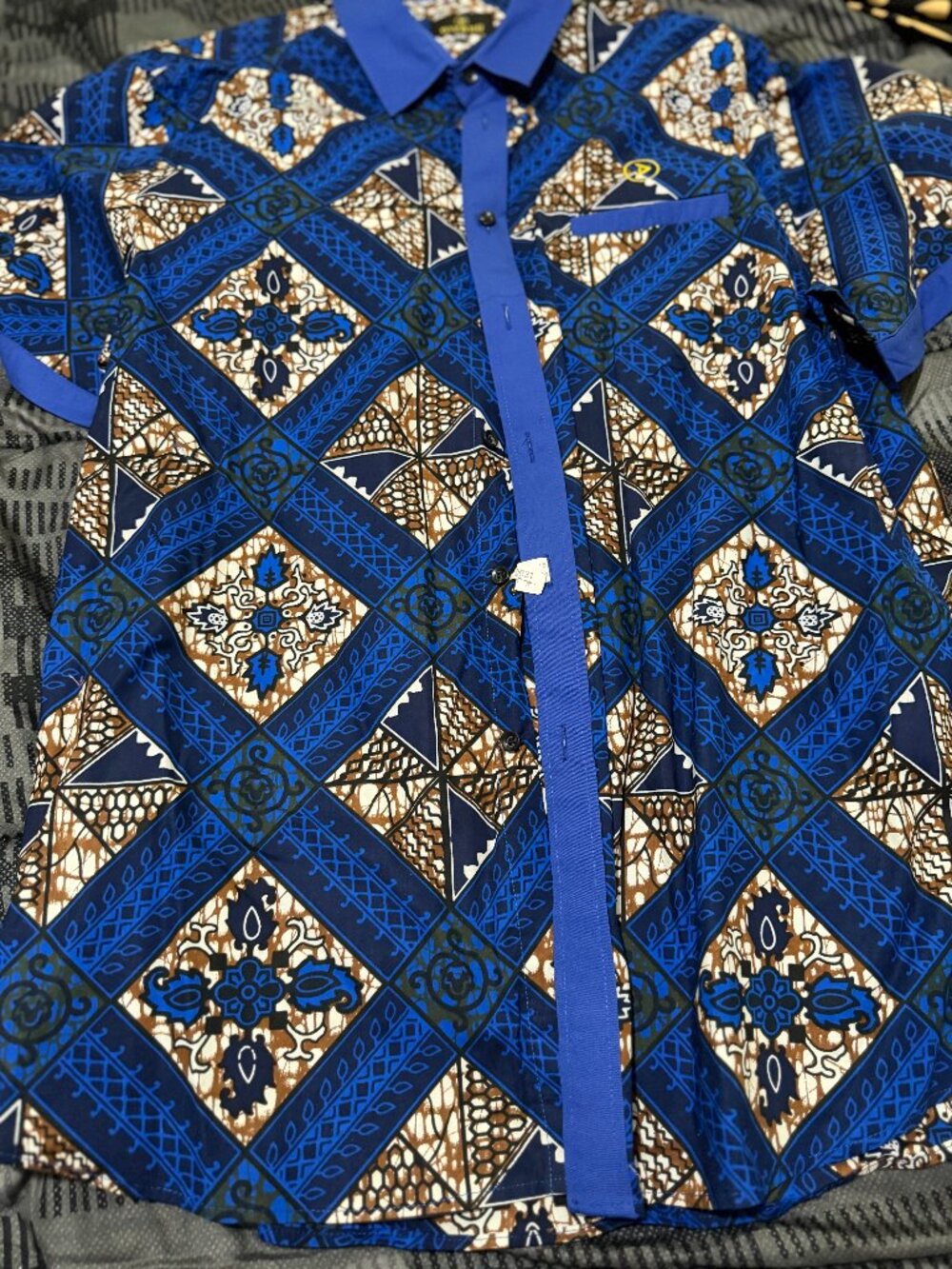 Diyanu blue geometric shirt XXL